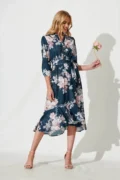 Jemimah Midi Teal Blush Floral